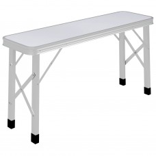 Saliekams kempinga galds ar 2 soliem, alumīnijs, balts