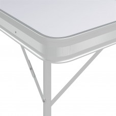 Saliekams kempinga galds ar 2 soliem, alumīnijs, balts