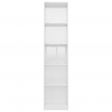 5-līmeņu grāmatu plaukts, balts, 40x24x175 cm, skaidu plāksne