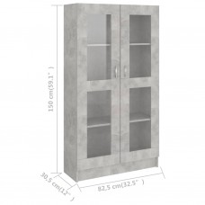Vitrīna, betona pelēka, 82,5x30,5x150 cm, skaidu plāksne