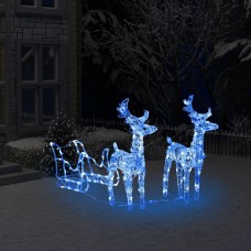 Ziemassvētku dekorācija, ziemeļbrieži, kamanas, 160 led, 130 cm