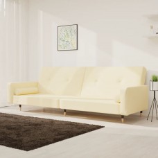 2-vietīga dīvāngulta ar diviem spilveniem, krēmkrāsas samts