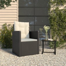Dārza atpūtas krēsls ar matračiem, melns, pe rotangpalma