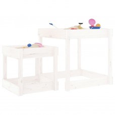 Smilšu rotaļu galdi, 2 gab., balts priedes masīvkoks