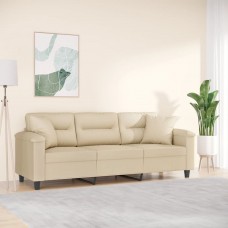 Trīsvietīgs dīvāns ar kājsoliņu, krēmkrāsas, 180 cm, audums