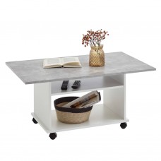 Fmd kafijas galdiņš uz ritentiņiem, betona pelēks un balts