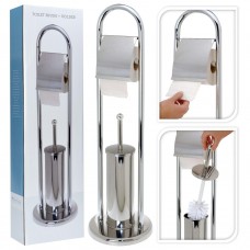 424363 bathroom solutions toilet paper/brush holder stainless steel silver