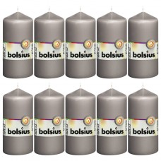 Bolsius cilindriskas sveces, 10 gab., 120x58 mm, silti pelēkas