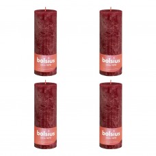 Bolsius cilindriskas sveces shine, 4 gab., 190x68 mm, samta sarkanas