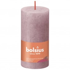 Bolsius cilindriskas sveces shine, 8 gab., 100x50 mm, pelnu rozā