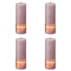 Bolsius cilindriskas sveces shine, 4 gab., 190x68 mm, pelnu rozā