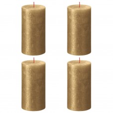 Bolsius cilindriskas sveces shimmer, 4 gab., 130x68 mm, zelta krāsā