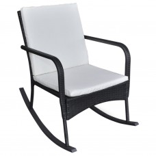 Dārza šūpuļkrēsls, melns, pe rotangpalma