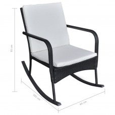 Dārza šūpuļkrēsls, melns, pe rotangpalma