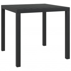 Dārza galds, melns, 80x80x74 cm, alumīnijs un wpc