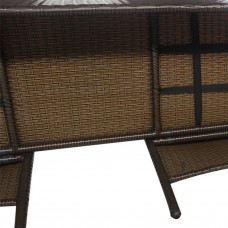 Divvietīgs dārza dīvāns ar galdiņu, pe rotangpalma, brūns