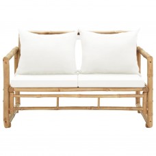 Divvietīgs dārza dīvāns ar matračiem, bambuss