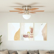 Griestu ventilators ar lampu, 82 cm, dekoratīvs, gaiši brūns