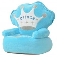 Bērnu atpūtas krēsls, prinča tēma, zils plīšs