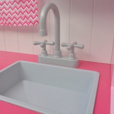 Rotaļu virtuve, rozā un balta, 82x30x100 cm, koks