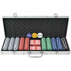 Pokera komplekts ar 500 alumīnija žetoniem