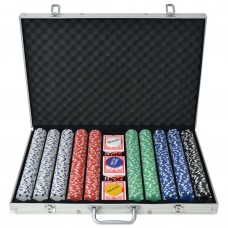 Pokera komplekts ar 1000 alumīnija žetoniem
