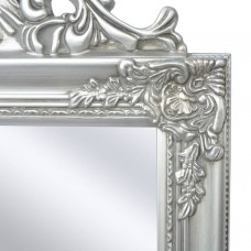 Baroka stila grīdas spogulis, 160x40 cm, sudraba krāsā