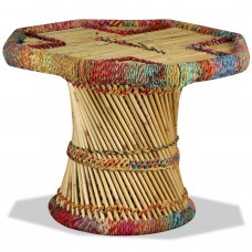 Kafijas galdiņš ar auduma detaļām, bambuss, daudzkrāsains