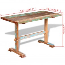 Virtuves galds, 120x58x78 cm, pārstrādāts masīvkoks