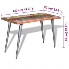 Virtuves galds, 120x60x76 cm, pārstrādāts masīvkoks