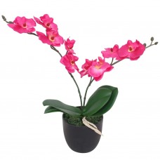 Mākslīgais augs, orhideja ar podiņu, 30 cm, sarkana