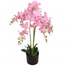 Mākslīgais augs, orhideja ar podiņu, 75 cm, rozā