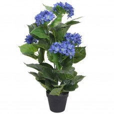 Mākslīgais augs, hortenzijas ar podiņu, 60 cm, zilas