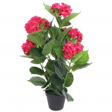 Mākslīgais augs, hortenzija ar podiņu, 60 cm, sarkanas