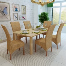 Virtuves krēsli, 6 gab., brūna dabīga rotangpalma