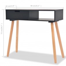Konsoles galdiņš, priedes masīvkoks, 80x30x72 cm, melns