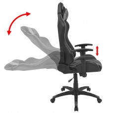 Atgāžams biroja krēsls, mākslīgā āda, melns ar pelēku