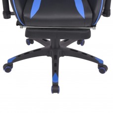 Atgāžams biroja krēsls ar kāju balstu, melns ar zilu