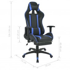 Atgāžams biroja krēsls ar kāju balstu, melns ar zilu