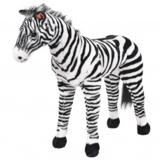 Rotaļu zebra, balta ar melnu, plīšs, xxl