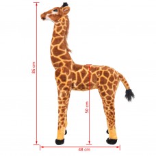 Rotaļu žirafe, xxl, plīšs, brūna ar dzeltenu