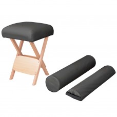 Saliekams masāžas krēsls, 12 cm biezs sēdeklis, 2 balsti, melns
