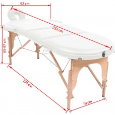 Masāžas galds, saliekams, ovāls, 2 balsti, 4 cm, balts