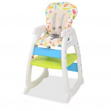 Bērnu barošanas krēsliņš, galdiņš, pārveidojams, zils ar zaļu