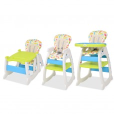 Bērnu barošanas krēsliņš, galdiņš, pārveidojams, zils ar zaļu
