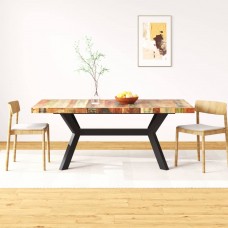 Virtuves galds, 180 cm, pārstrādāts masīvkoks un tērauda kājas
