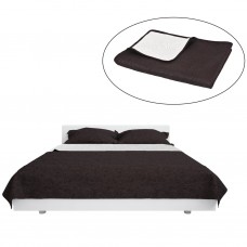 Divpusējs gultas pārklājs, 170x210 cm, krēmkrāsa un brūns