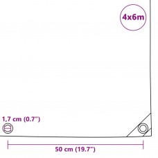 Brezenta pārklājs, tents, 650 g/m², 4x6 m, balts