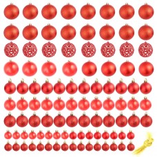 Ziemassvētku bumbas, 100 gab., 3/4/6 cm, sarkanas
