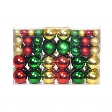 Ziemassvētku bumbas, 100 gab., sarkanas, zelta un zaļas